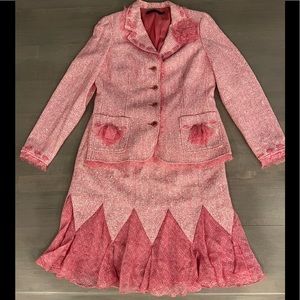 Rickie Freeman for Teri Jon pink and white suit